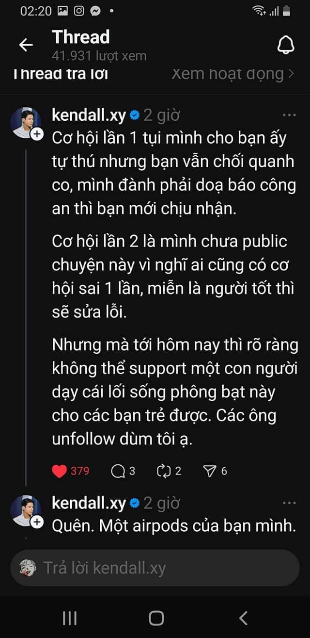 Tài khoản này cũng cho biết bởi airpod có định vị nên đã tìm ra tận sân bay và "coi như bắt tại trận". Ban đầu, Việt Anh vẫn chối cho đến khi dọa báo công an thì nam Tiktoker mới thừa nhận.