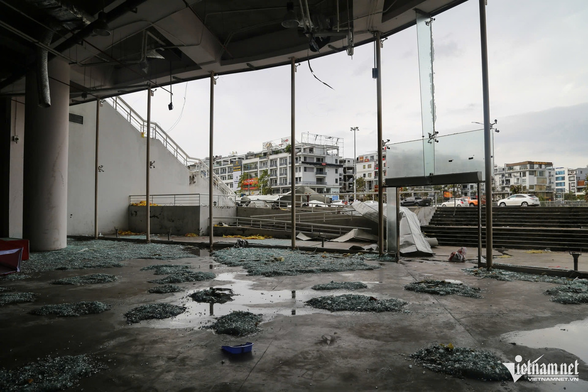 Sau 1 ngày bị bão số 3 quần thảo, hiện tại Cung cá heo vẫn đang trong trình trạng ngổn ngang.