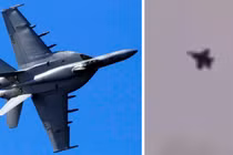 Tiêm kích F-18E/F (bên trái) và F-18 bị hệ thống phòng không Iran tấn công.