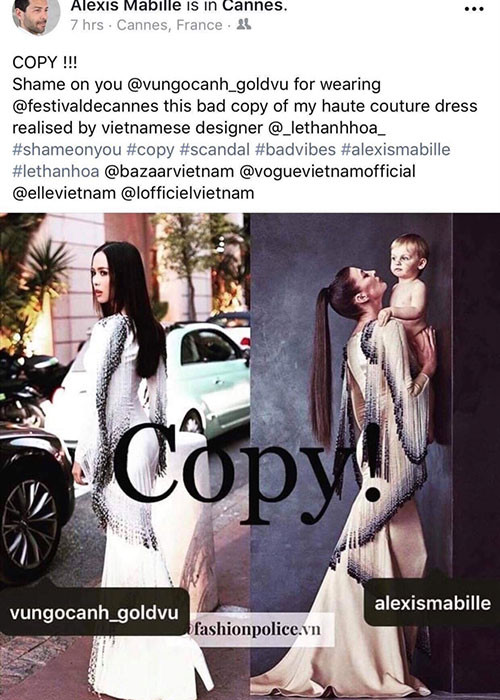 Tháng 5/2019, Vũ Ngọc Anh bị Alexis Mabille tố mặc váy nhái. Theo Alexis, trang phục của Ngọc Anh tại Cannes 2017 giống với thiết kế của anh trong bộ sưu tập năm 2015.