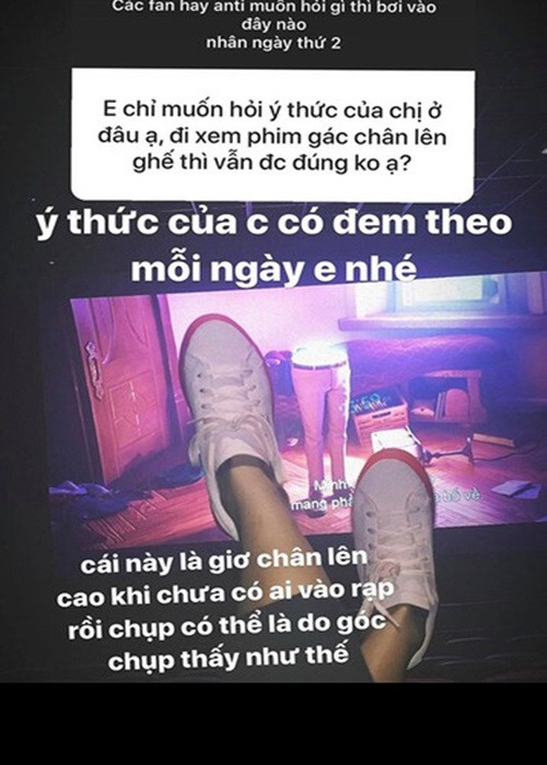 Ồn ào Mâu Thủy nói đùa Mai Phương Thúy dương tính không phải là lùm xùm đầu tiên của nàng á hậu này. Hồi tháng 2/2020, Mâu Thủy chia sẻ hình ảnh gác chân lên ghế phía trước trong rạp chiếu phim. Phản hồi về hình ảnh gây tranh cãi, cô nói: "Cái này là giơ chân lên cao khi chưa có ai vào rạp, rồi chụp. Có thể do góc chụp nên thấy thế. Chứ gác chân vậy mình coi phim kiểu gì".