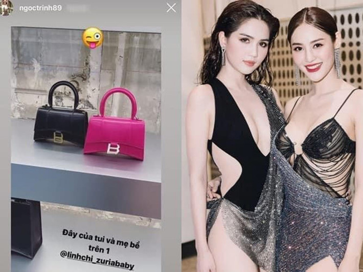 Ngọc Trinh còn tặng Linh Chi túi hiệu. Ảnh: FBNV
