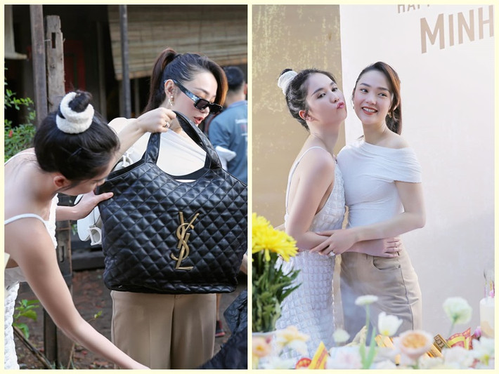 Đóng chung phim mới với Minh Hằng, Ngọc Trinh hào phóng tặng bạn diễn túi hiệu nhân dịp sinh nhật. Thực tế, đây không phải là lần đầu tiên Ngọc Trinh chịu chi với bạn bè. Ảnh: FBNV