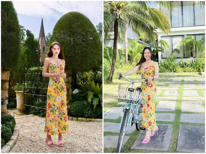 Mới đây, trên trang cá nhân, Ninh Dương Lan Ngọc (trái) chia sẻ hình ảnh của mẹ ruột trong chuyến đi biển. Ảnh: FBNV