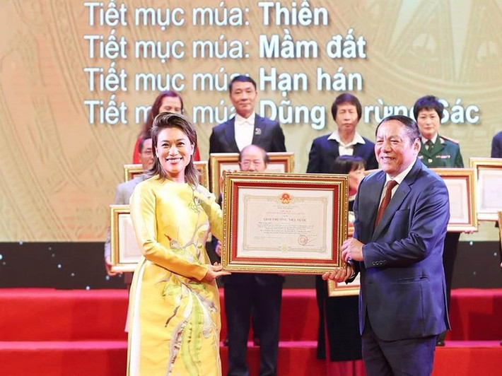 Tháng 5/2023, Bộ Văn hóa Thể thao và Du lịch tổ chức lễ trao tặng Giải thưởng Nhà nước, Giải thưởng Hồ Chí Minh về Văn học Nghệ thuật (năm 2021). Danh sách Giải thưởng Nhà nước có tên Trần Ly Ly. Ảnh: FBNV.