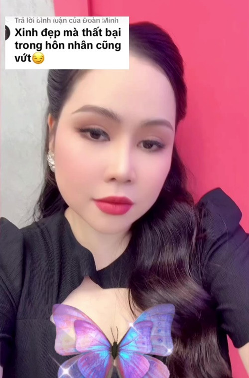 Mới đây, khi một cư dân mạng để lại bình luận: "Xinh đẹp mà thất bại trong hôn nhân cũng vứt", nữ diễn viên đáp trả: "Thất bại thì làm lại, vứt là vứt thế nào".