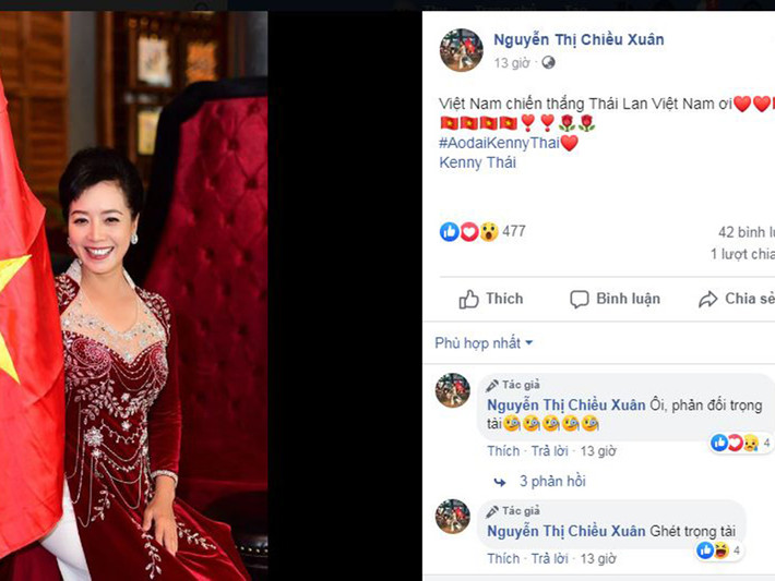 Nghệ sĩ Chiều Xuân cũng phản đối quyết định của trọng tài.