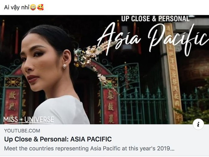 Trang Youtube của Miss Universe - Hoa hậu Hoàn vũ Thế giới vừa đăng tải video giới thiệu 19 nhan sắc đến từ các quốc gia thuộc khu vực Châu Á - Thái Bình Dương. Hình ảnh đại diện là Hoàng Thùy.