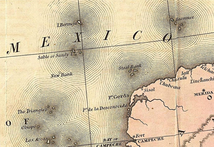 Bermeja từng là một hòn đảo nằm ở phía nam bờ biển Yucatán và xuất hiện trên nhiều bản đồ cho đến thế kỷ 20 thì đột nhiên biến mất và không ai có thể tìm ra hay chứng minh là nó từng tồn tại. "Hòn đảo ma" này đến nay vẫn là một trong những bí ẩn lớn nhất của đại dương.