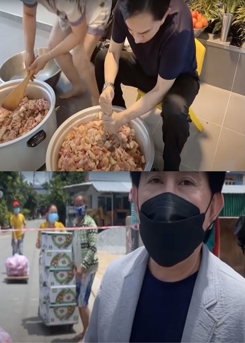 Mùa dịch, nghệ sĩ Kim Tử Long từng đảm nhận vai trò shipper giao cơm miễn phí người dân nghèo. Ảnh: Đời sống pháp luật