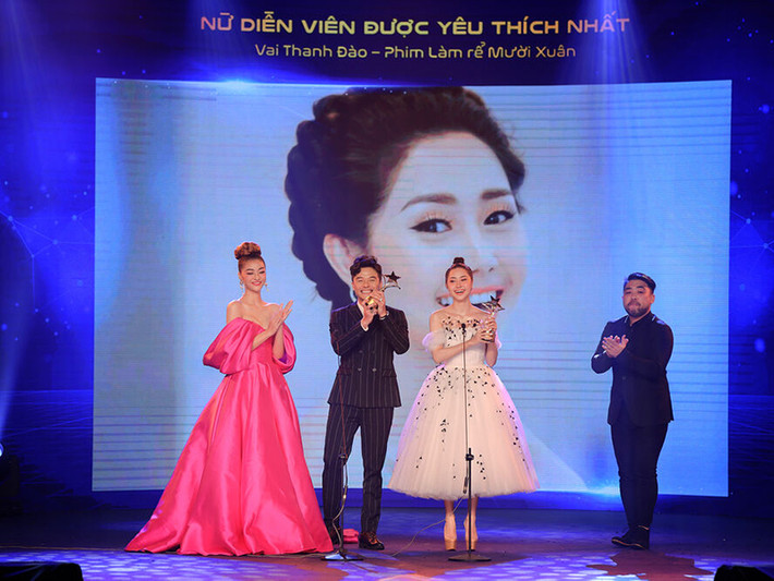Tường Vi và Lê Minh Thành là cặp diễn viên đoạt giải Nam/nữ diễn viên được yêu thích nhất phim truyền hình. Ảnh: Saostar