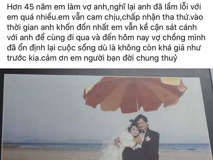 Mới đây, một người bạn thân Chánh Tín chia sẻ dòng trạng thái nam diễn viên viết dành cho vợ trước khi mất khiến nhiều người xúc động.