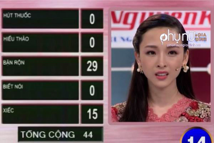 Phương Nga không chỉ xinh đẹp mà còn thông minh. Cô vốn thông thạo cả 3 ngoại ngữ Anh - Nga - Pháp. Sự thông minh, nhạy bén của Phương Nga còn được thể hiện trong những lần người đẹp tham gia gameshow: Ai thông minh hơn học sinh lớp 5, Chung sức...Ảnh: Phụ nữ gia đình