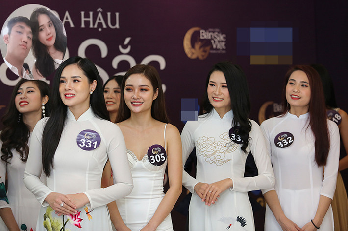 Nguyễn Thị Huyền Trang (số báo danh 331) - bạn gái tuyển thủ U23 Trọng Đại vừa xuất hiện tại buổi buổi sơ khảo miền Bắc cuộc thi Hoa hậu Bản sắc Việt toàn cầu 2019.