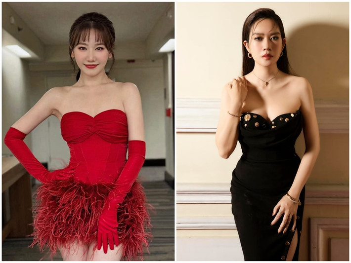 Minh Hà (phải) và Hari Won bằng tuổi, đều sở hữu gương mặt xinh đẹp, vóc dáng thon gọn.