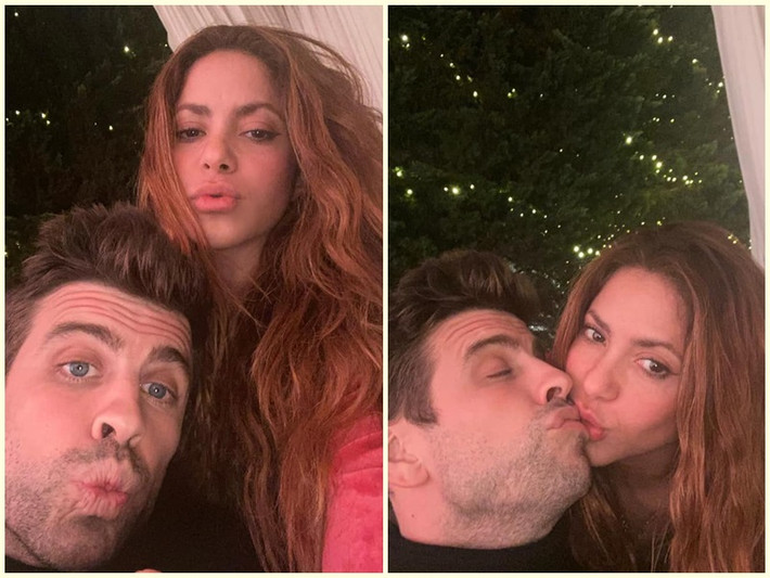 Trên trang cá nhân, nữ ca sĩ Shakira chia sẻ khoảnh khắc tình tứ bên cầu thủ Gerard Pique khi cả hai cùng đón năm mới 2022.