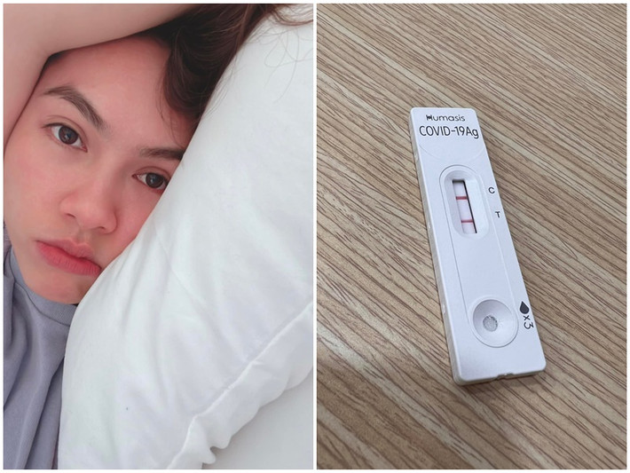 Mới đây, Á hậu Hoàng My mắc COVID-19. Cô chia sẻ: “Đau họng, đau người, cảm thấy nóng nhưng không sốt (chắc do mình uống Panadol liền và xông liên tục), rã rời nhưng vẫn tỉnh táo, phân biệt được đâu là ngày đâu là đêm, đâu là tiền đâu là giấy, đâu là bạn nhưng không biết đâu là địch. Mình tiêm vắc xin lần cuối cách đây 4 tháng. Chắc con này hung tợn nên nó làm mình hơi tê tái. Có bầu rồi. Mỗi lần bệnh là mỗi lần muốn có bồ. Nắng ấm lên rồi, chim hót lên rồi, dậy soạn tiếp bài sắp tới khi đầu óc còn chưa quá u mê”.