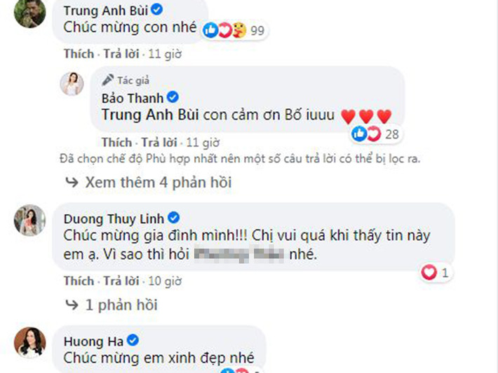 Đông đảo nghệ sĩ gửi lời chúc mừng Bảo Thanh mang bầu lần 2.
