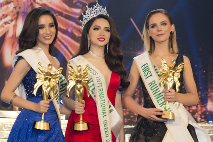 Ngoài H'hen Niê, Hương Giang Idol cũng nổi bật lên trong dàn mỹ nhân Việt năm 2018 khi giành danh hiệu Hoa hậu Chuyển giới Quốc tế 2018.