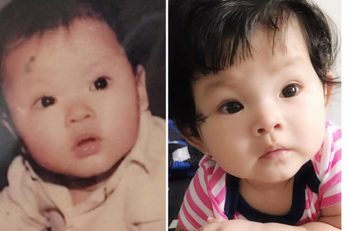 Hải Băng lúc nhỏ và con gái của cô có nhiều nét giống nhau.