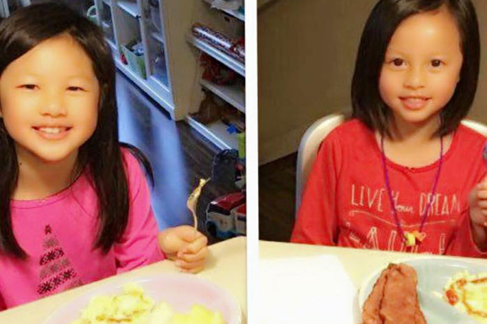 Bé Angelina và bé Valentina đang sống cùng mẹ, bố dượng và em trai.