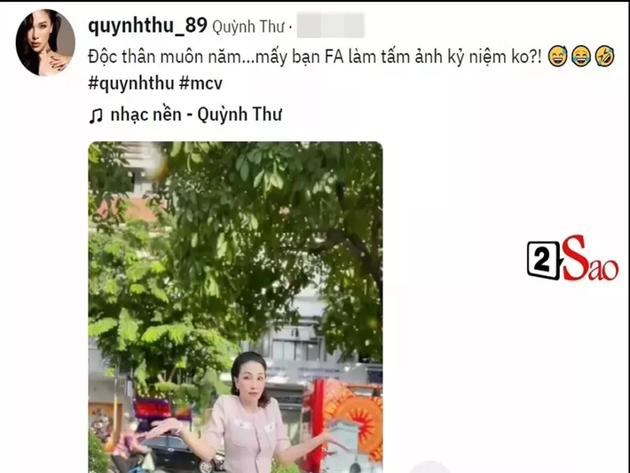 Tháng 4/2022, Quỳnh Thư viết ẩn ý: "Độc thân muôn năm. Mấy bạn F.A làm tấm ảnh kỷ niệm không?”. Ảnh: Vietnamnet