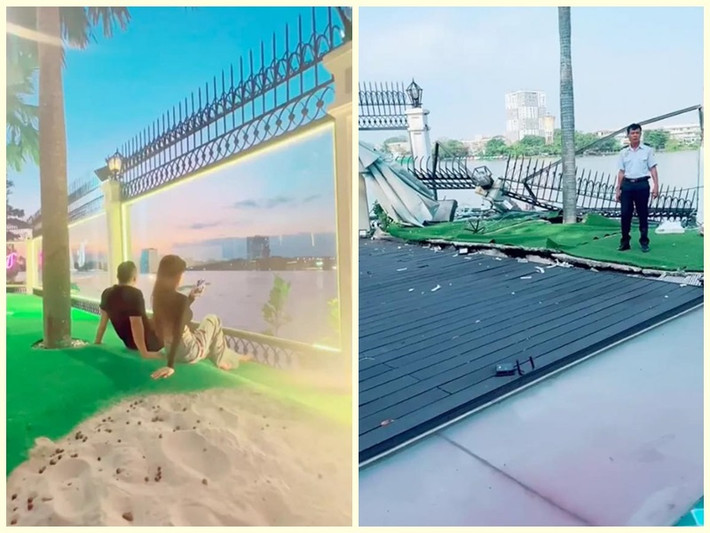 Vũ Khắc Tiệp vừa đăng tải một đoạn clip căn biệt thự ven sông của mình bị sập cổng do một chiếc tàu chở hàng tông vào. Ảnh: Bảo vệ công lý