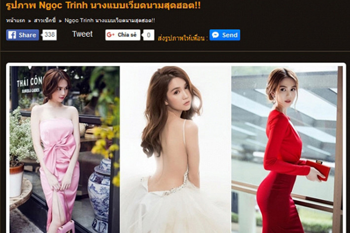 Hình ảnh Ngọc Trinh trên một trang tin Thái Lan năm 2016. Ảnh: Gia đình Việt Nam