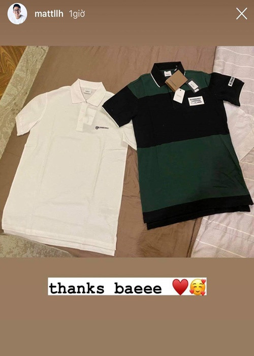 Hương Giang tỏ ra chiều chuộng bạn trai. Matt Liu từng khoe được nửa kia tặng hai chiếc áo hàng hiệu. Ảnh: Sức khỏe và đời sống
