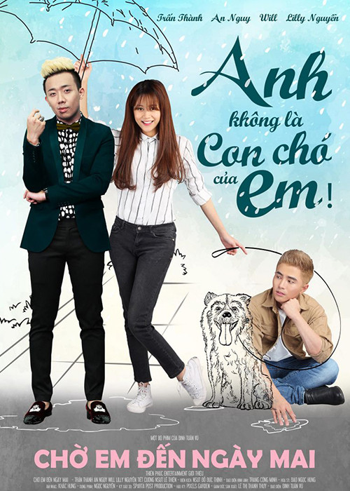 “Chờ em đến ngày mai” được thực hiện bởi đạo diễn Đinh Tuấn Vũ. Nội dung phim kể về chuyện tình tay tư giữa: chàng ca sĩ nổi tiếng Kenny Vũ (Trấn Thành), cô gái xinh đẹp Ly Cún (An Nguy), tên cướp Mic (Will) và tiểu thư Cherry (Lilly Nguyễn). (Ảnh: Moveek)