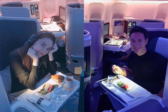 Hot Face sao Việt 24h: Hồ Ngọc Hà khoe ảnh trên máy bay đi Mỹ. Cùng thời điểm, Kim Lý đăng tải hình ảnh đi xứ cờ hoa.