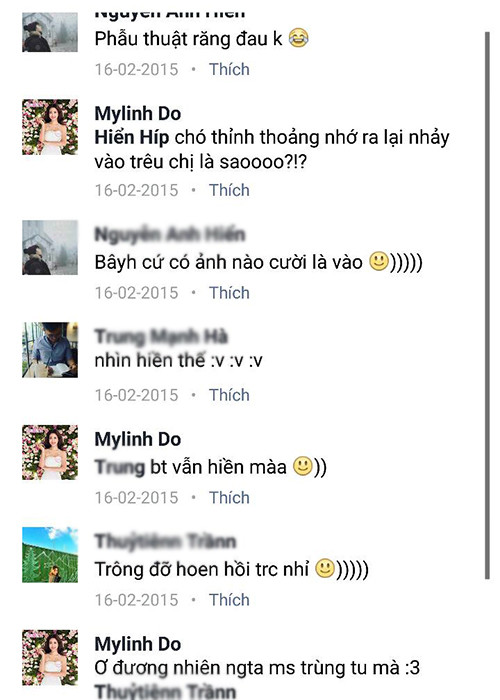 Trước đó, nghi vấn Hoa hậu Đỗ Mỹ Linh làm răng cũng đã rộ lên. Cụ thể, cư dân mạng truyền tay nhau bức ảnh chụp màn hình đoạn trò chuyện được cho là của Mỹ Linh và bạn bè về chuyện “trùng tu” răng.