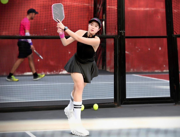 Gần đây, Thủy Top mê môn pickleball giống nhiều sao Việt. Ảnh: FB Thủy Top.