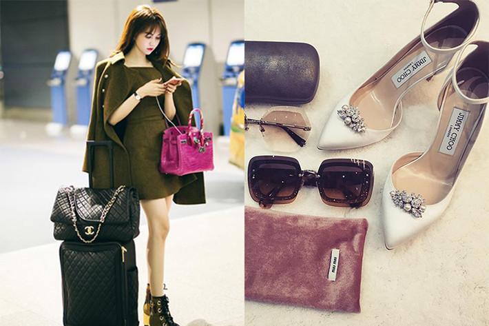 Ngọc Trinh khoe cặp kính Miu Miu Reveal hơn 10 triệu đồng, túi Chanel hơn 318 triệu đồng và chiếc túi Hermes Birkin da cá sấu 1,5 tỷ đồng. (Ảnh: Instagram nhân vật)