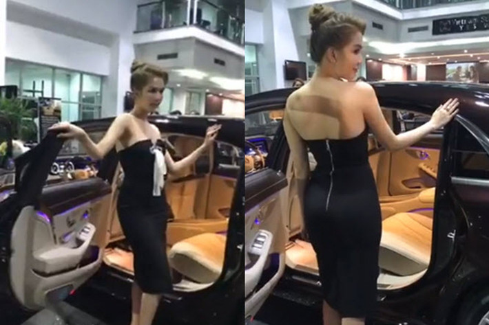 Nhiều người cho rằng trong clip và hình ảnh, Ngọc Trinh tạo dáng bên siêu xe giống như một PG thay vì chủ xe thực sự. Ảnh: Một thế giới