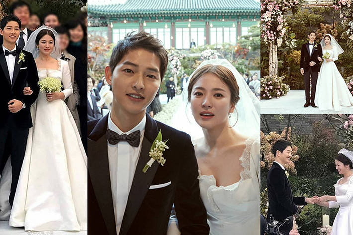 Một trong những đám cưới sao Hoa - Hàn đình đám nhất năm 2017 là hôn lễ của Song Joong Ki - Song Hye Kyo. Cặp đôi chính thức về chung một nhà vào ngày 31/10. Ảnh: Ifeng, Hankooki