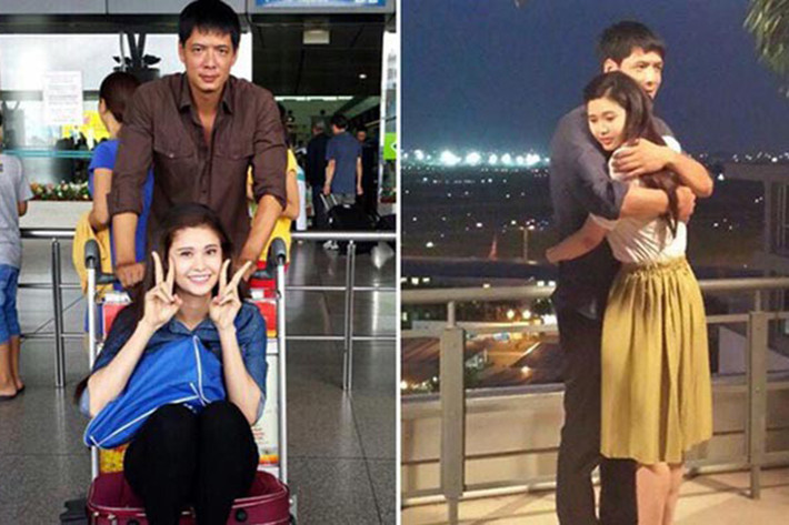 Bình Minh còn chuyển điện thoại để đạo diễn Minh Cao - đạo diễn phim "Thề không gục ngã" chia sẻ. Theo lời đạo diễn, hình ảnh xuất hiện trên mạng xã hội là ảnh hậu trường của phim. Tuy nhiên, trước đó, đạo diễn Minh Cao lại tuyên bố, loạt ảnh tình tứ của Bình Minh và Trương Quỳnh Anh không phải là hình ảnh trong phim. Ảnh: Zing