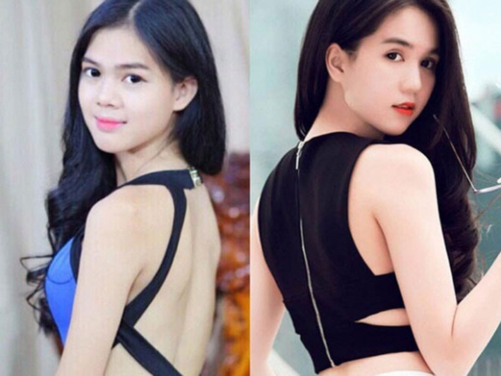 Lê Ngọc Trinh hao hao giống "nữ hoàng nội y" Ngọc Trinh (phải). Ảnh: Công lý và xã hội