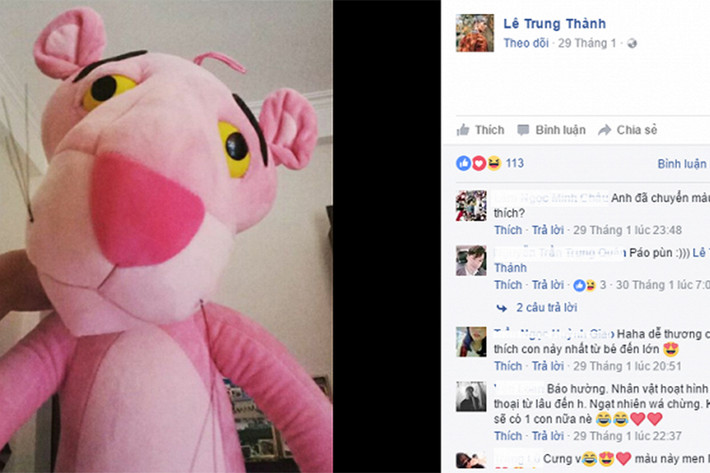 Cũng bức ảnh chú gấu bông, Erik lại chia sẻ trên trang Facebook cá nhân và thậm chí còn đặt làm ảnh nổi bật. (Ảnh: chụp màn hình)