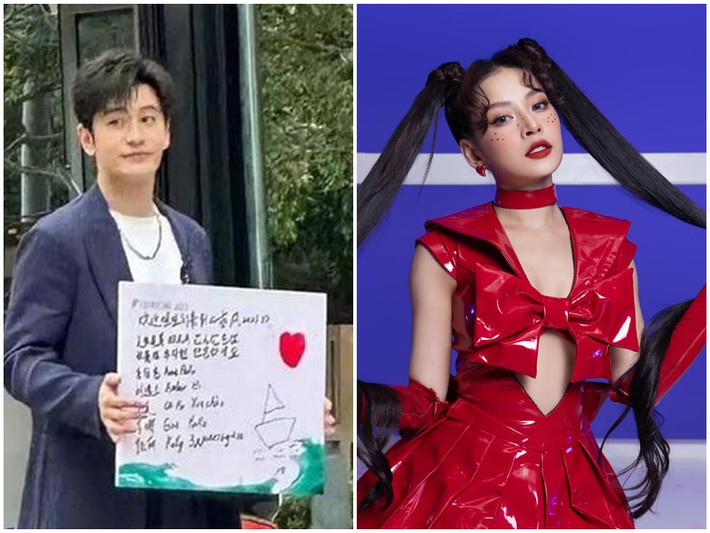 Mới đây, theo Zing, hot girl Chi Pu xuất hiện trong danh sách nghệ sĩ tham gia chương trình truyền hình thực tế của Trung Quốc Tỷ tỷ đạp gió rẽ sóng do tờ 163 công bố. Tên của Chi Pu còn xuất hiện trong tấm bảng trên tay của nam diễn viên Huỳnh Hiểu Minh. Ảnh: Zing