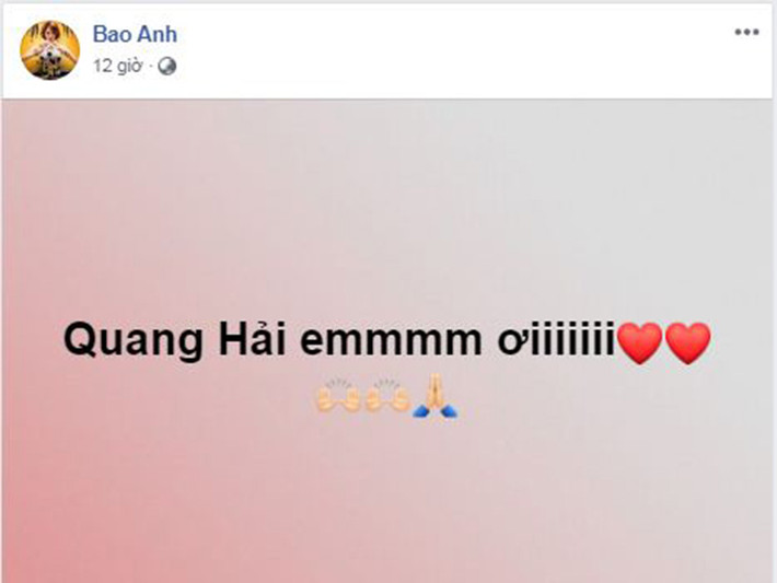Ca sĩ Bảo Anh gọi tên cầu thủ Quang Hải.