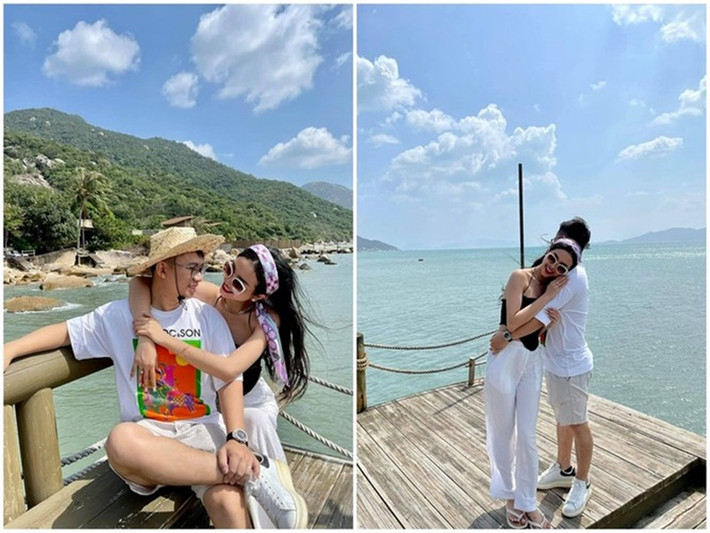 Sau đám cưới, trên trang cá nhân, nàng hậu thường xuyên khoe hình ảnh bên ông xã. Ảnh: FBNV