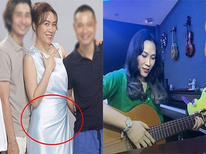 Năm 2020, một trang tin từng đăng tải bài viết nghi vấn nữ ca sĩ hạng A của showbiz có bầu 4 tháng với bạn trai kém tuổi. Trong lúc chưa rõ thực hư tin đồn này thì trùng hợp, Mỹ Tâm lộ hình ảnh vòng hai kém thon gọn trong hậu trường chụp ảnh. Ảnh: Tổ Quốc, Gia đình Xã Hội.