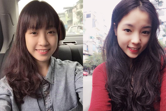Mặt mộc của hai người đẹp cùng tuổi hồi còn học cấp 3 được đánh giá không mấy nổi bật. Tuy nhiên, cả hai đều sở hữu làn da trắng mịn, không tỳ vết.