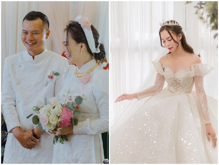 Mới đây, ca sĩ Trần Mỹ Ngọc lên xe hoa. Trong ngày trọng đại, cô khoác lên mình chiếc váy cưới 1 tỷ.