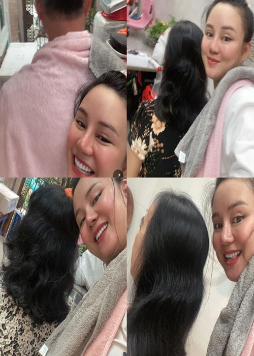 Nữ ca sĩ còn cắt tóc cho 3 người bảo mẫu.
