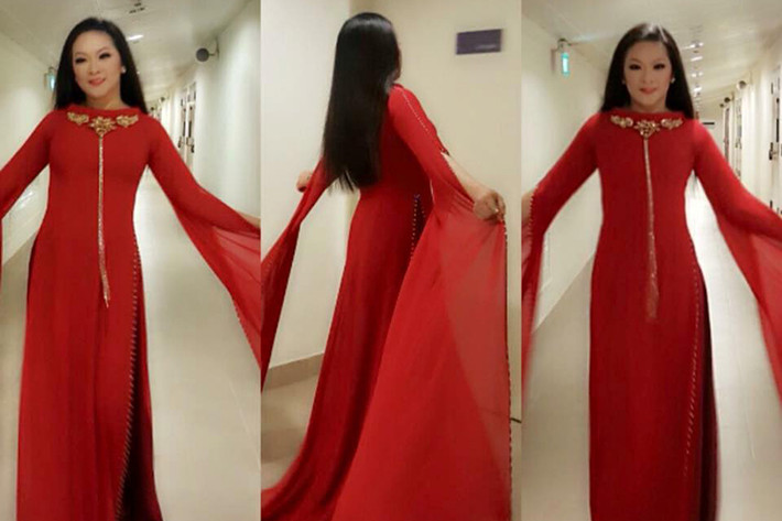 Giọng ca “Người tình mùa đông” tự tin khoe vóc dáng thon gọn sau giảm cân trong trang phục áo dài truyền thống.