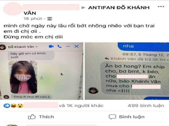 Khánh Vân từng bị K.V tố nhắn tin "nhõng nhẽo" với bạn trai của cô - Phát La. Về phần mình, Khánh Vân khẳng định cô và Phát La chỉ là đồng nghiệp. Nữ diễn viên giải thích cô tặng bơ không chỉ Phát La mà còn có Lâm Vỹ Dạ, quản lý Trấn Thành - Hari Won.