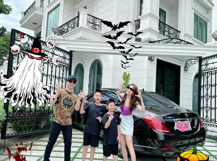 Đăng Khôi - Thủy Anh cùng hai con trai đang sống trong biệt thự 2 mặt tiền, có 4 tầng lầu. Ảnh: FB Thủy Anh.