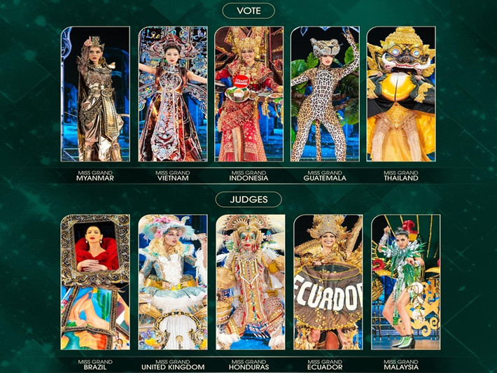 Ban tổ chức Miss Grand International vừa công bố top 10 Trang phục dân tộc (National Costume). Danh sách có tên trang phục của Quế Anh. Ảnh: FB Miss Grand International.